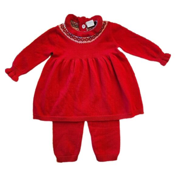 Edgehill Collection Sweater Dress Set 6 Month Red Christmas Fair Isle Holiday - Picture 1 of 9